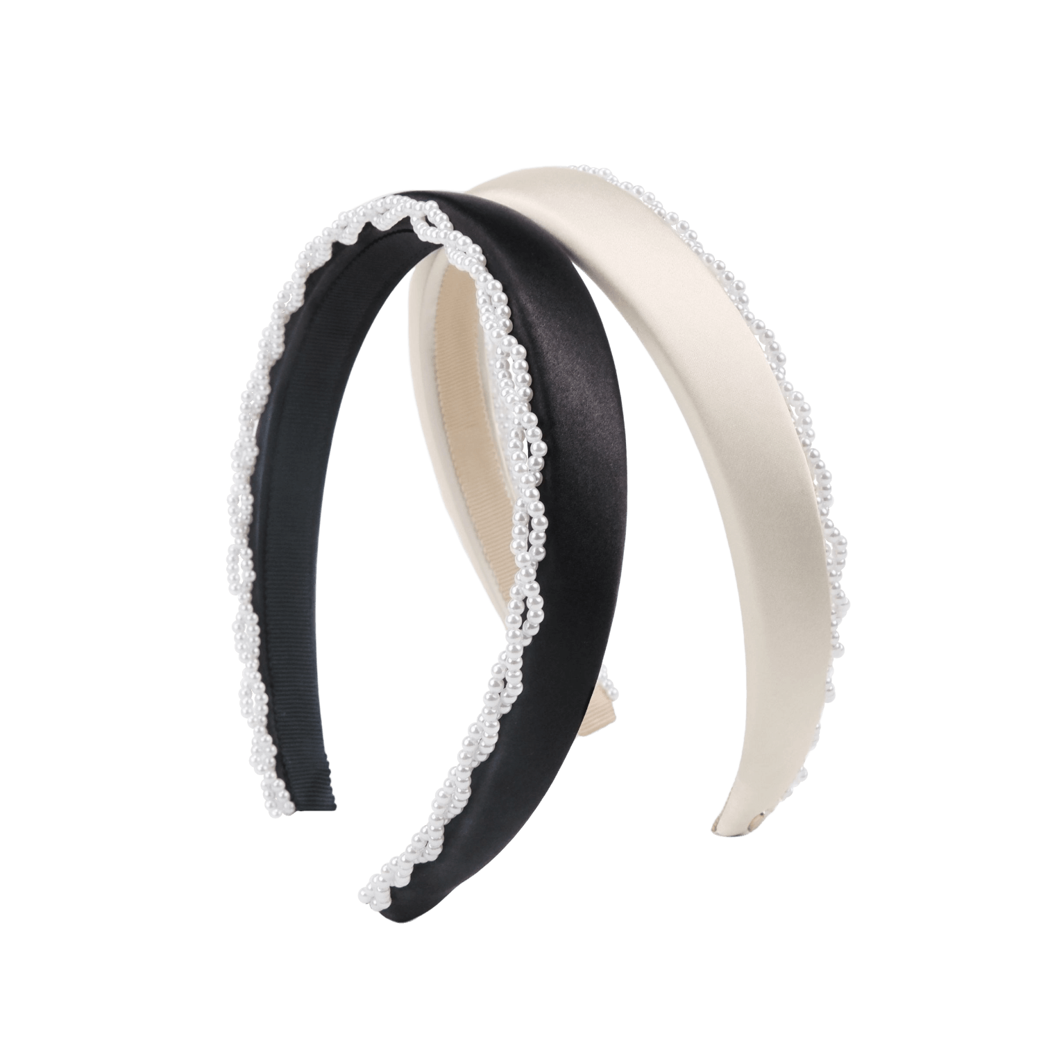 Satin Pearl Wide Headband (Sided & Wrapped)