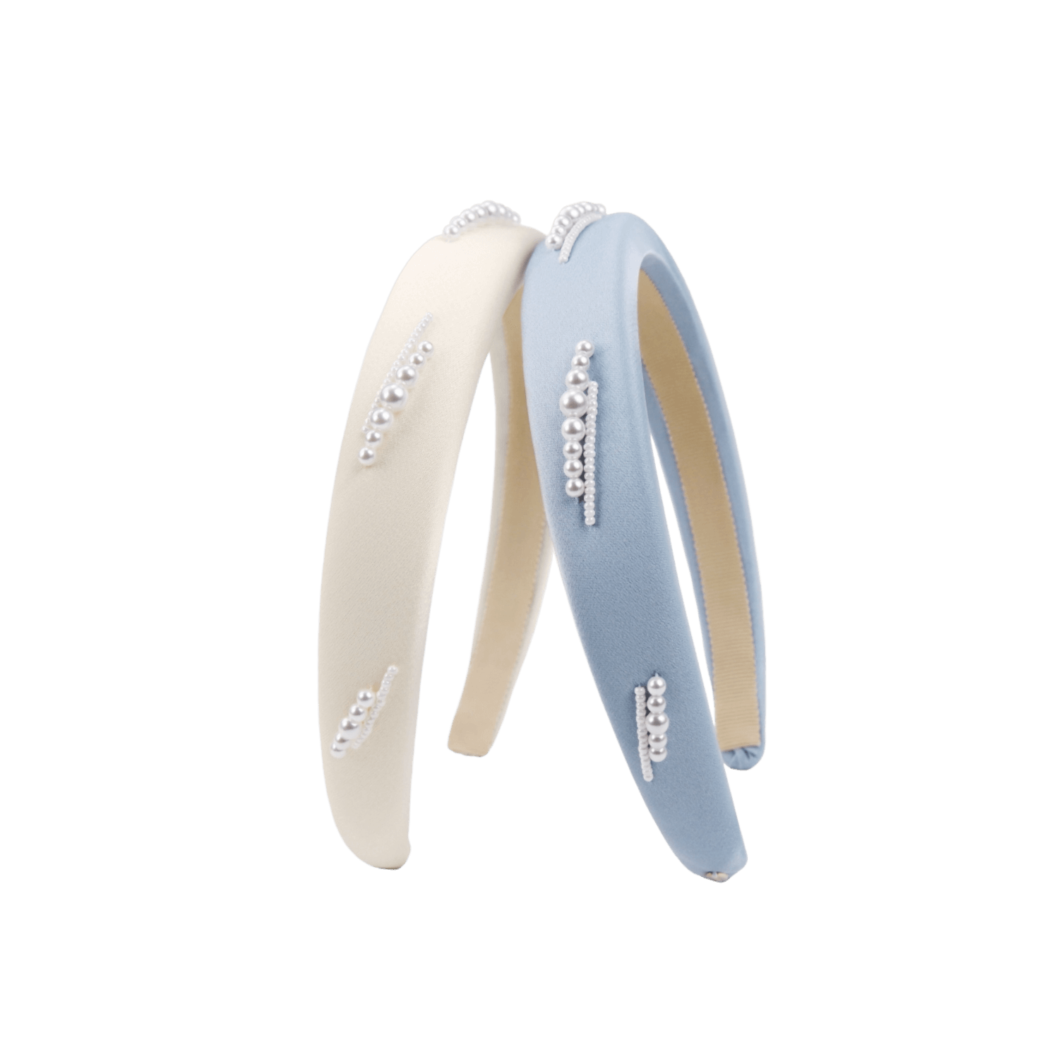 Satin Pearl Wide Headband (5 Segments & 2 Rows)