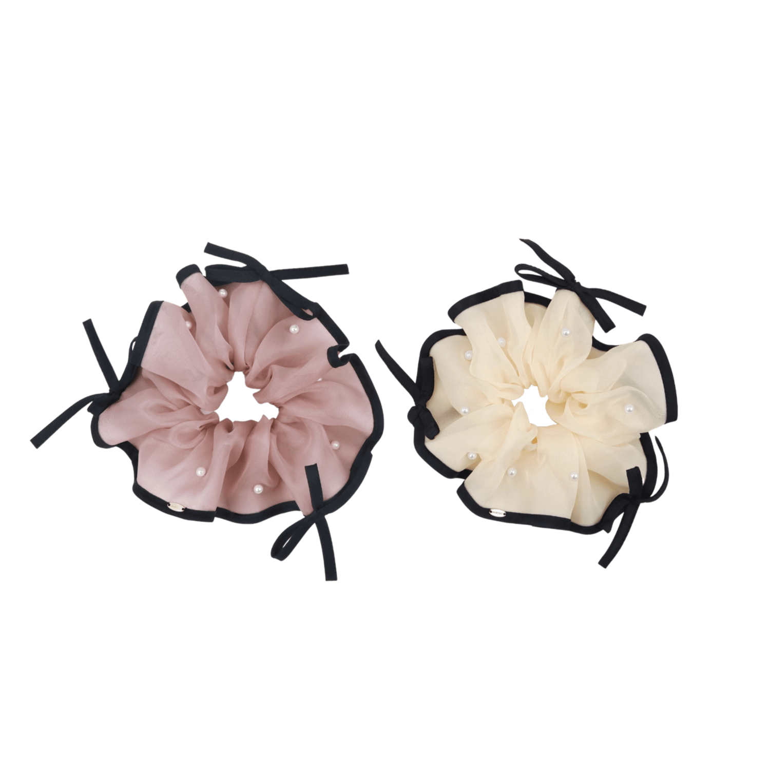 Organza Pearl Large Scrunchie (3 Bows & Scattered)