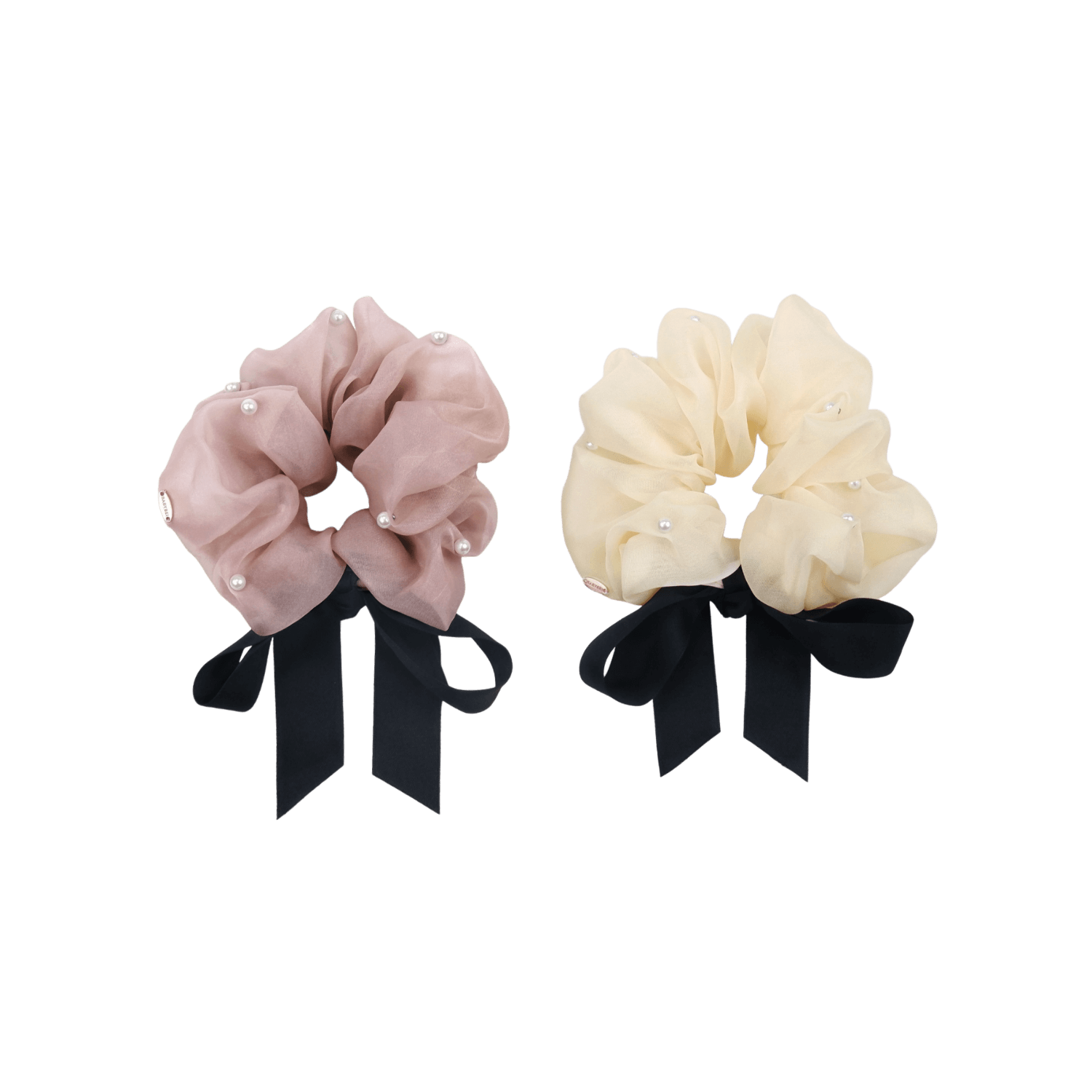 Organza Pearl Large Scrunchie (Big Bow & Scattered)