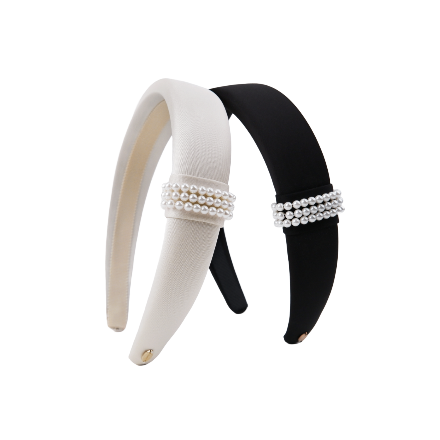 Satin Pearl Wide Headband (Waist-wrapping & 3 Strands)