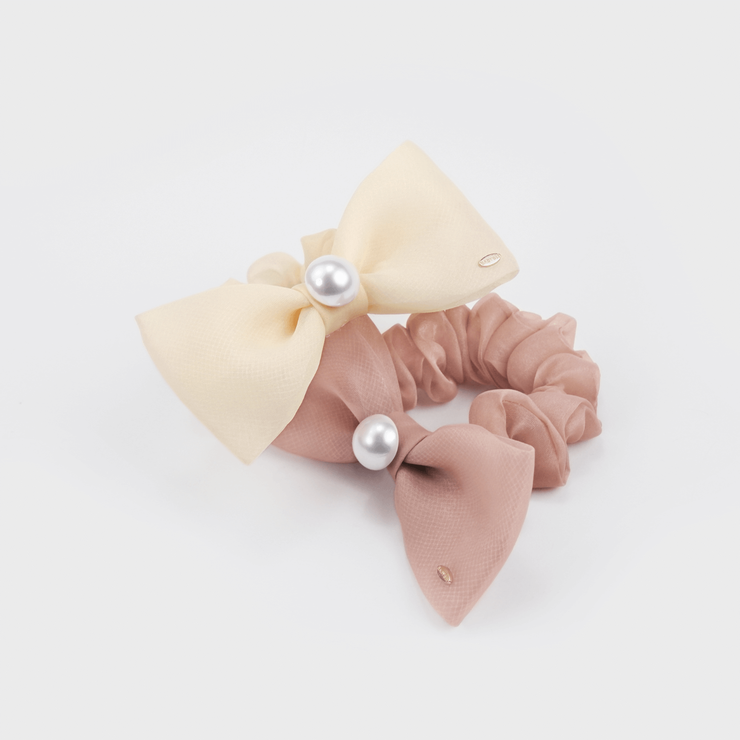 Organza Pearl Small Scrunchie (Bow & 1 Bead)