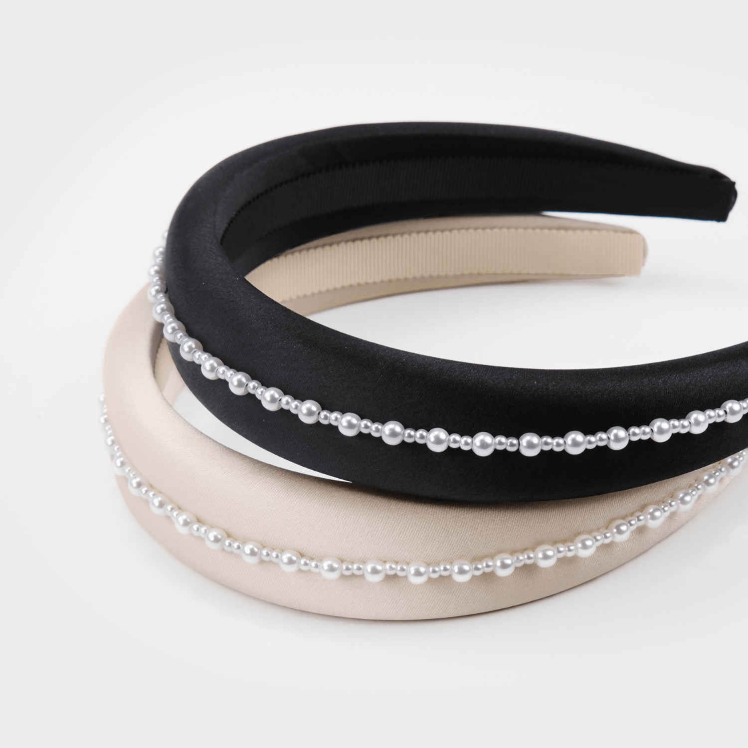 Satin Pearl Wide Headband (Linear & 1 Strand)