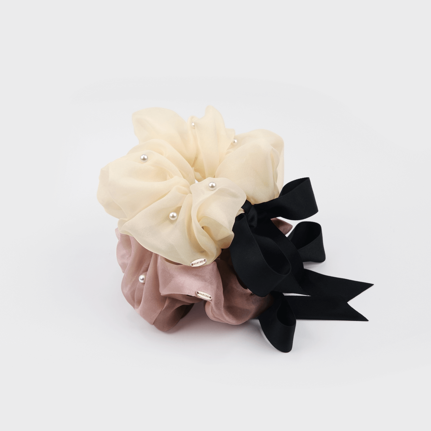 Organza Pearl Large Scrunchie (Big Bow & Scattered)