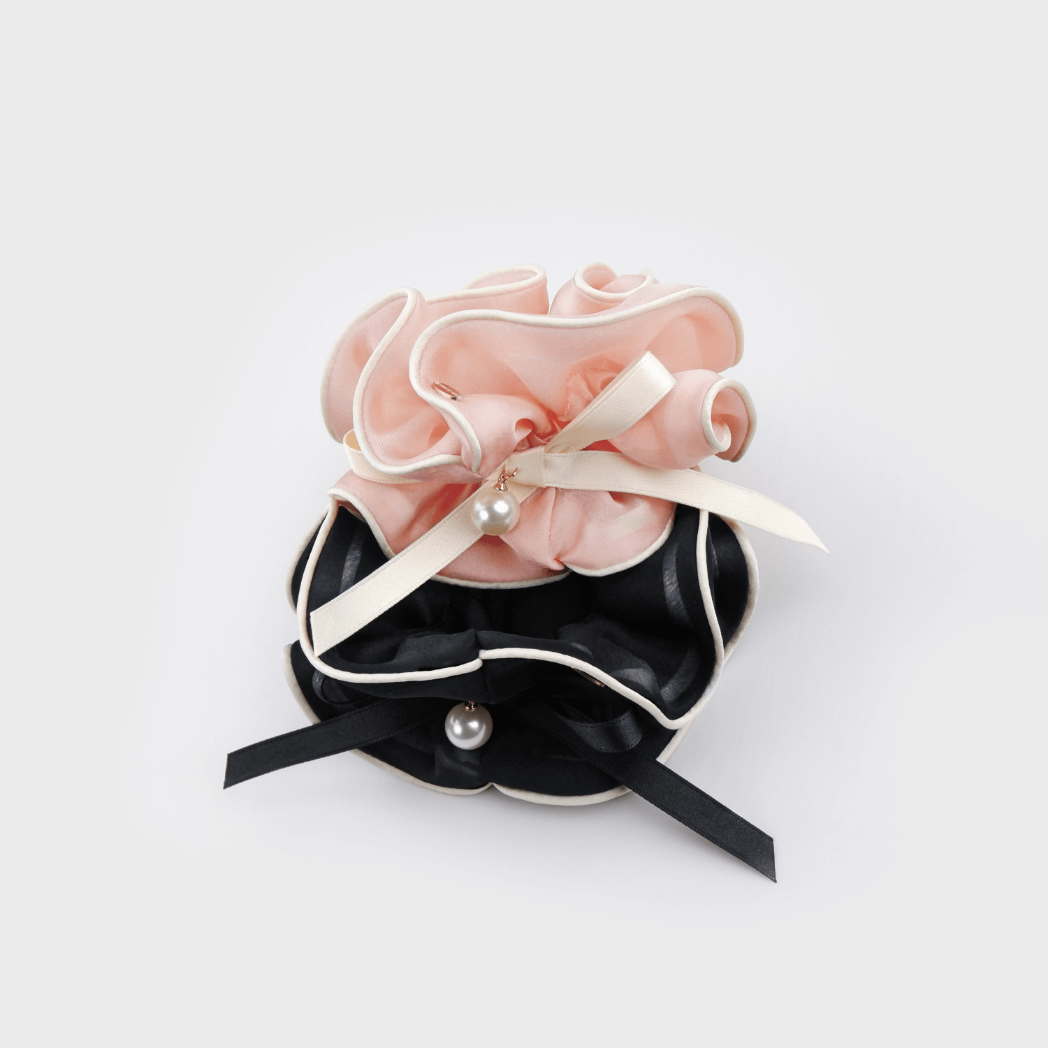 Organza Pearl Large Scrunchie (2 Layered & 1 Bead)