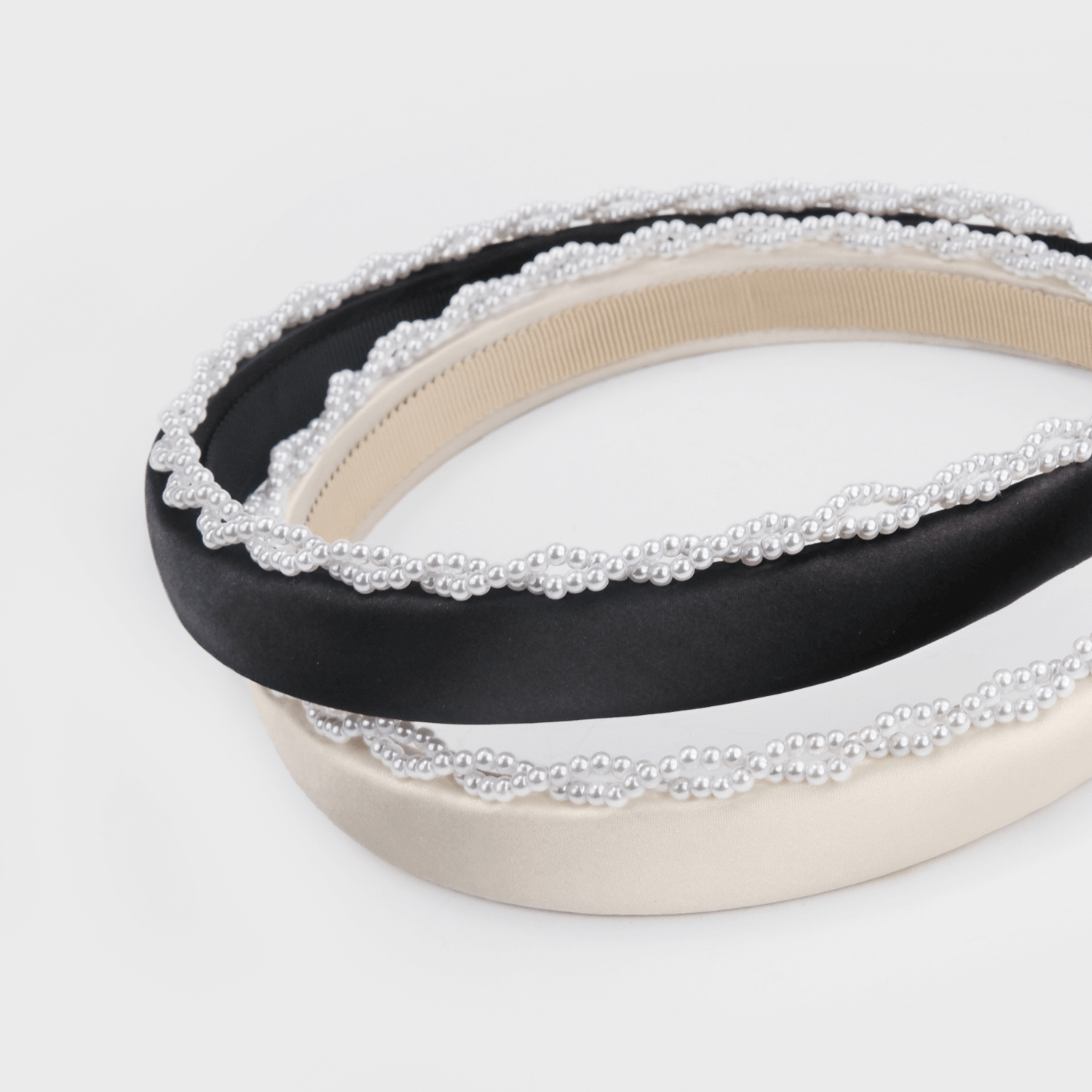 Satin Pearl Wide Headband (Sided & Wrapped)