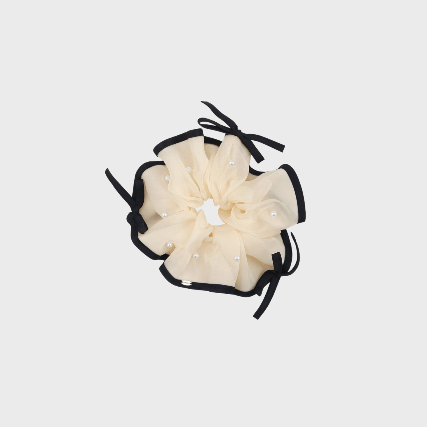 Organza Pearl Large Scrunchie (3 Bows & Scattered)