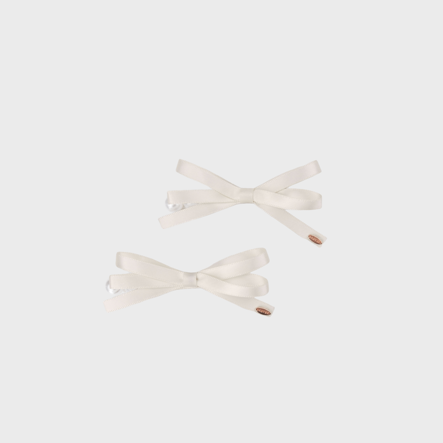 Ribbon Pearl Medium Hair Clips (2 Layered Bow & 3 Beads)