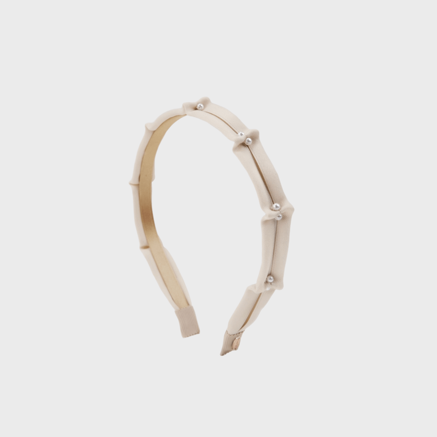 Ribbon Pearl Thin Headband (Wrapped & 2 Beads)