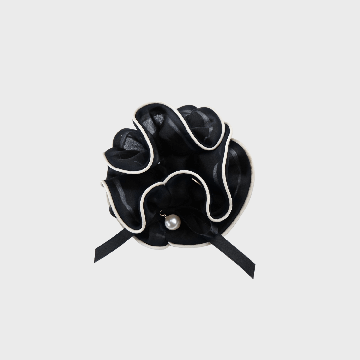 Organza Pearl Large Scrunchie (2 Layered & 1 Bead)