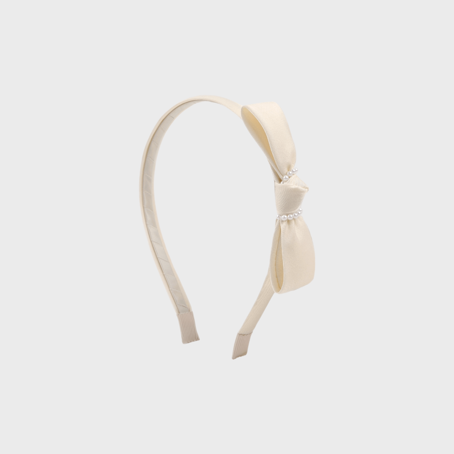 Satin Pearl Thin Headband (Bow & 2 Strands)