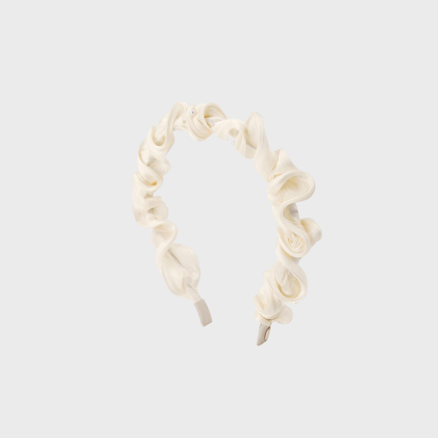 Moonlight Organza Pearl Wide Headband（Pleated & Scattered Beads）