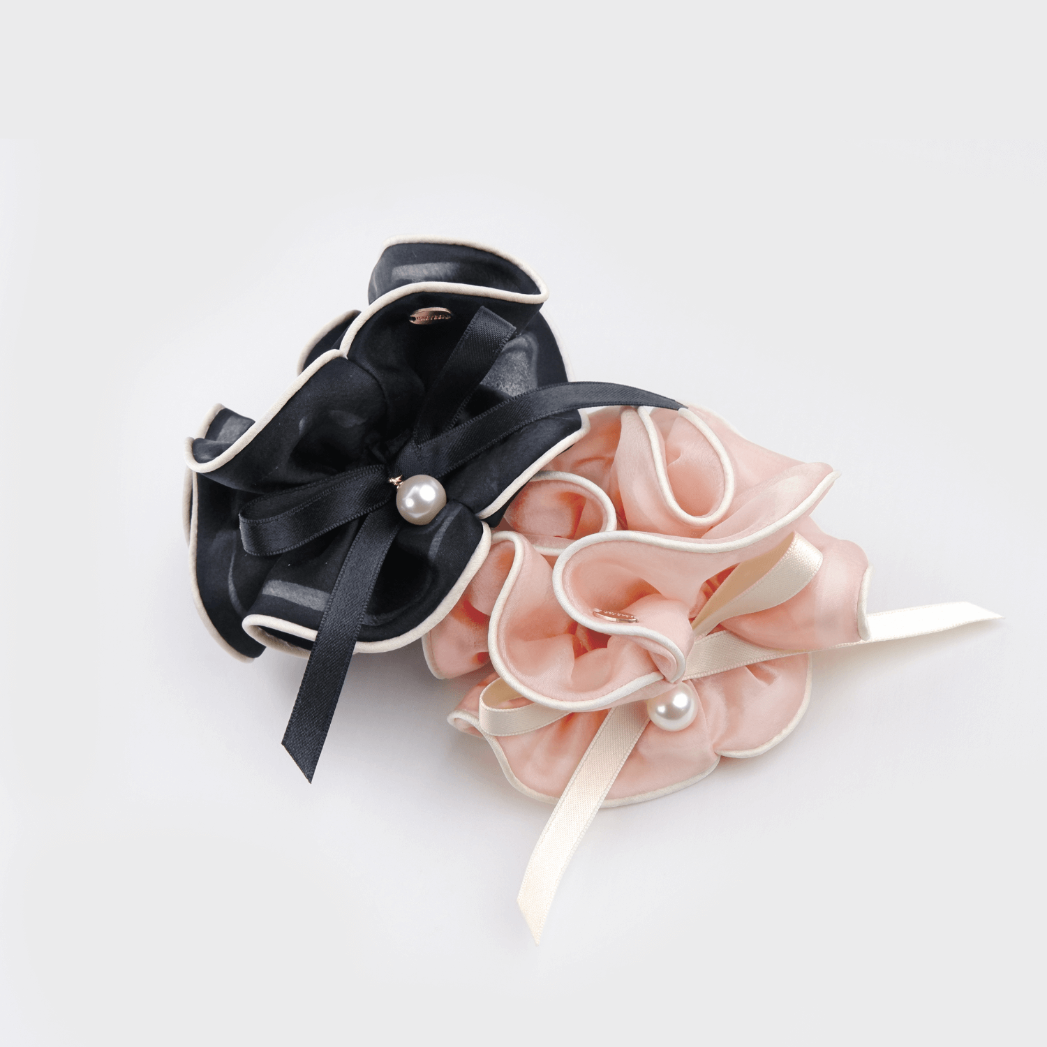 Organza Pearl Large Scrunchie (2 Layered & 1 Bead)