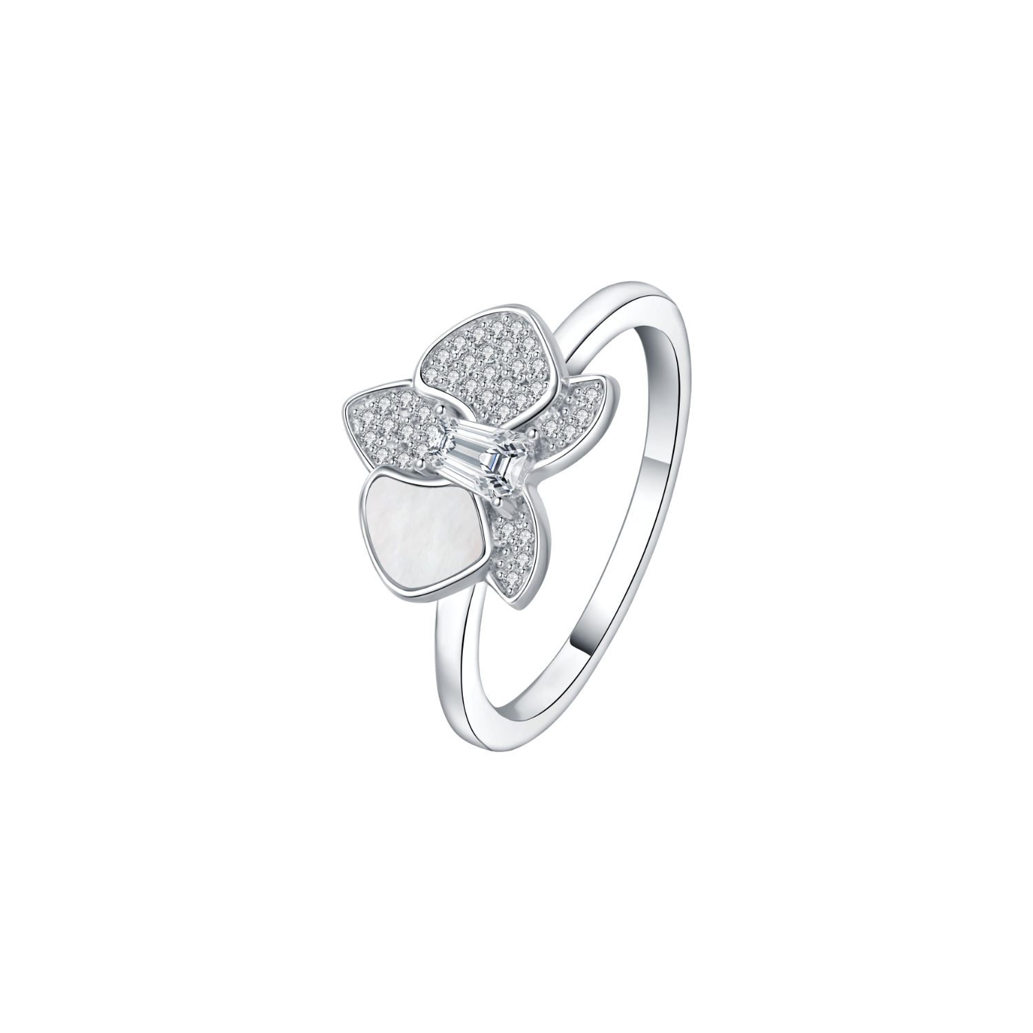 Butterfly Orchid Pave Ring