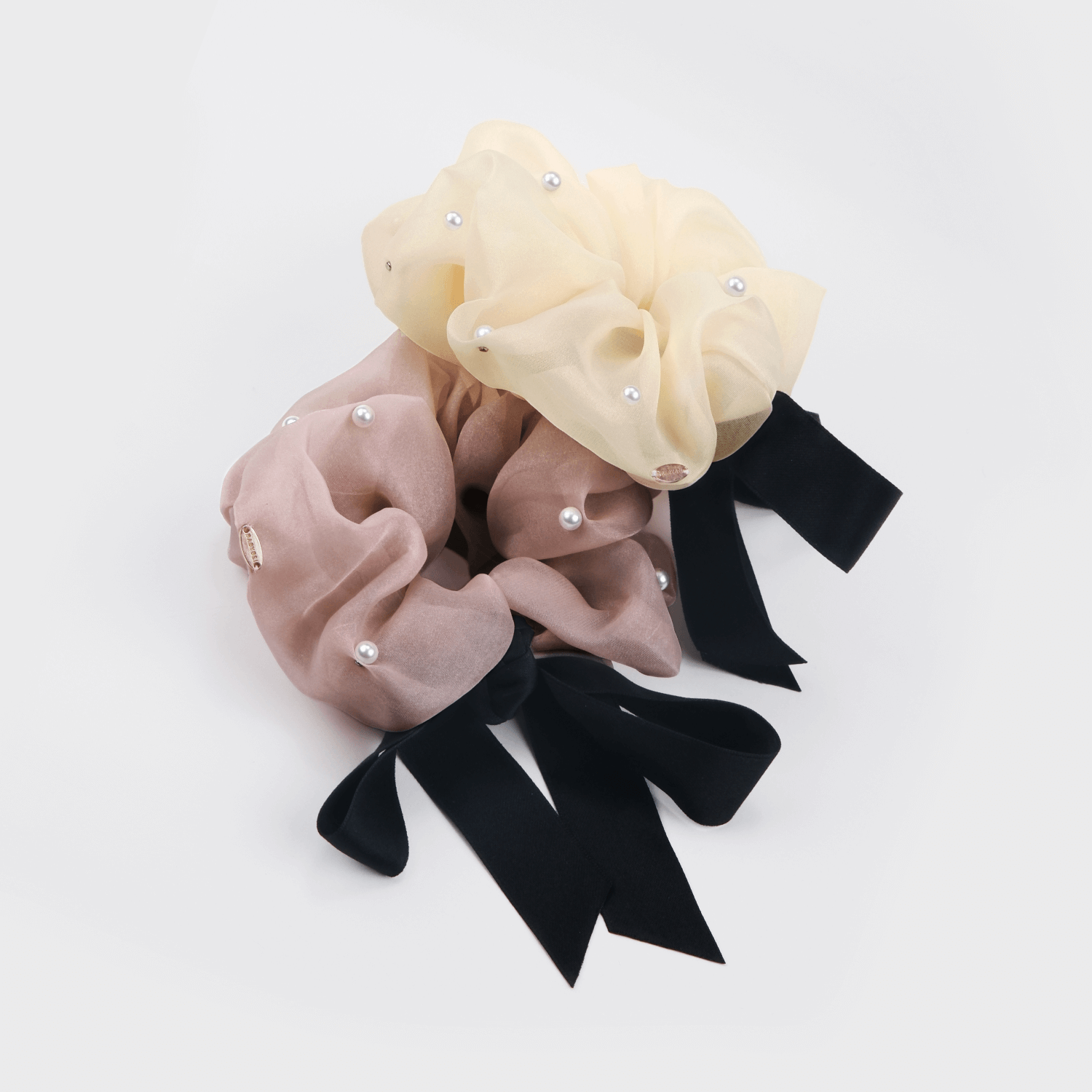 Organza Pearl Large Scrunchie (Big Bow & Scattered)