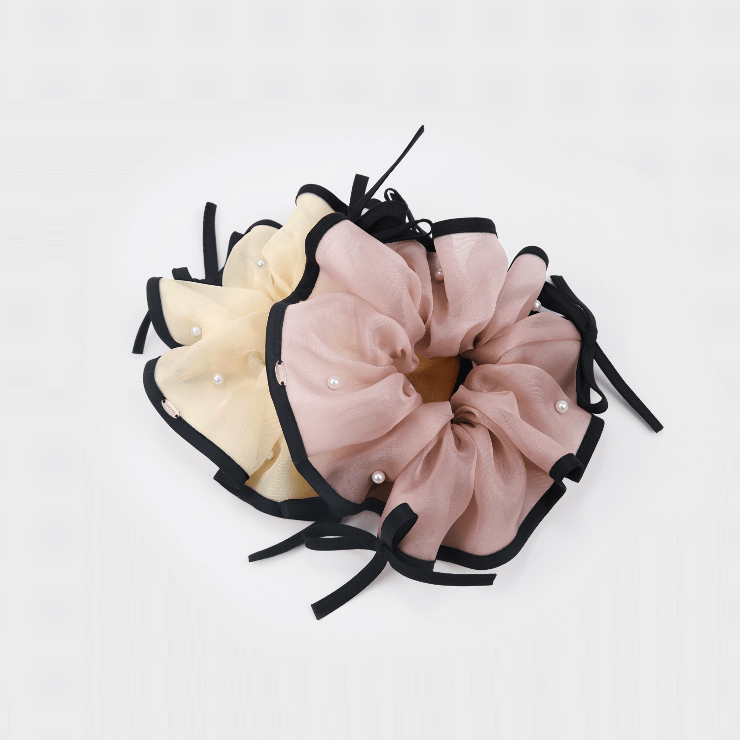 Organza Pearl Large Scrunchie (3 Bows & Scattered)