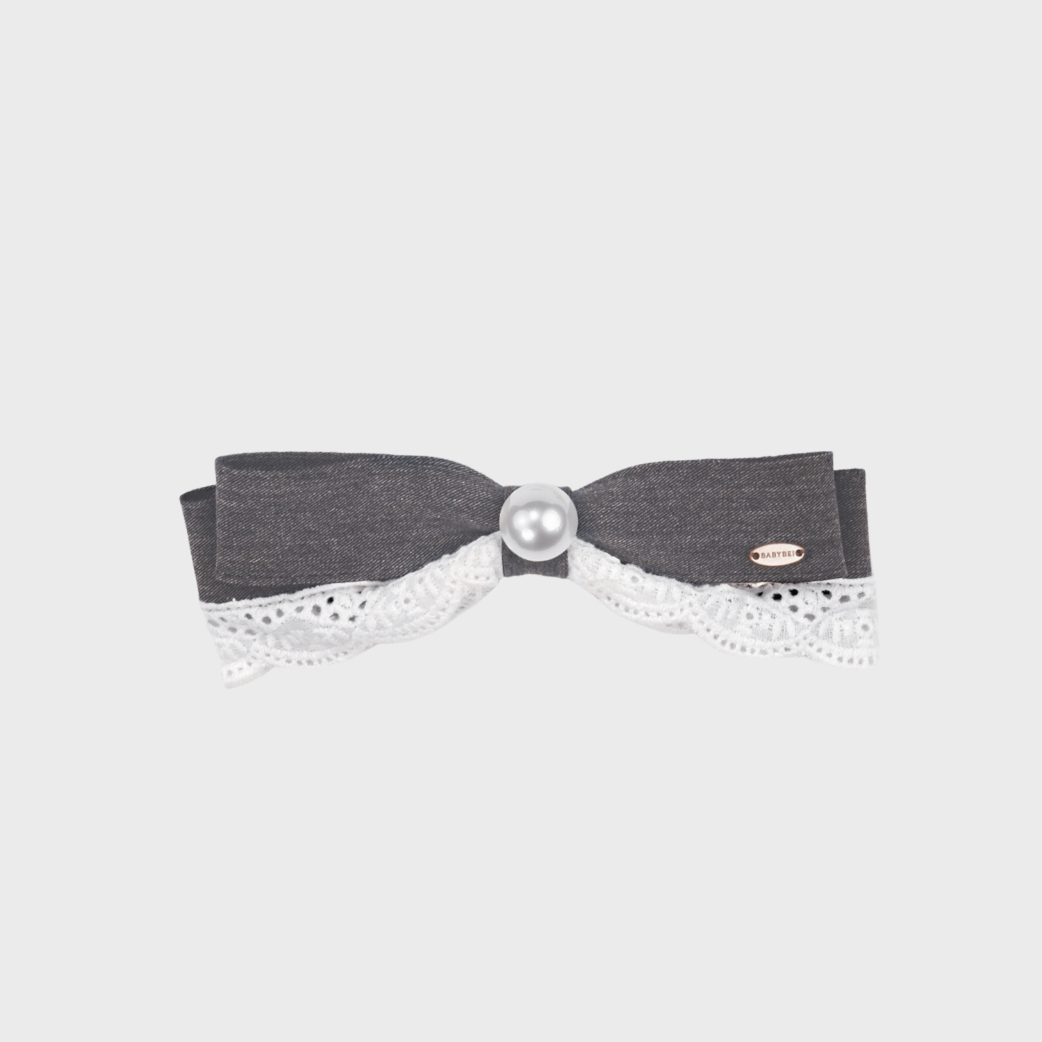 Suit Pearl Medium Hair Barrette (Lace & 1 Bead)