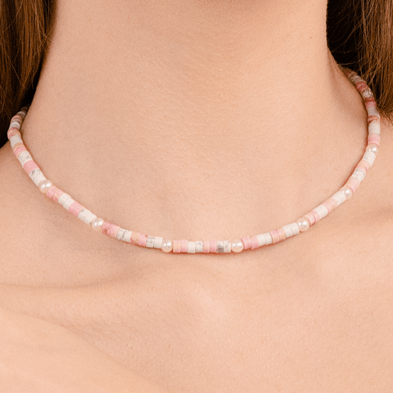 Peach Mist Beaded Necklace