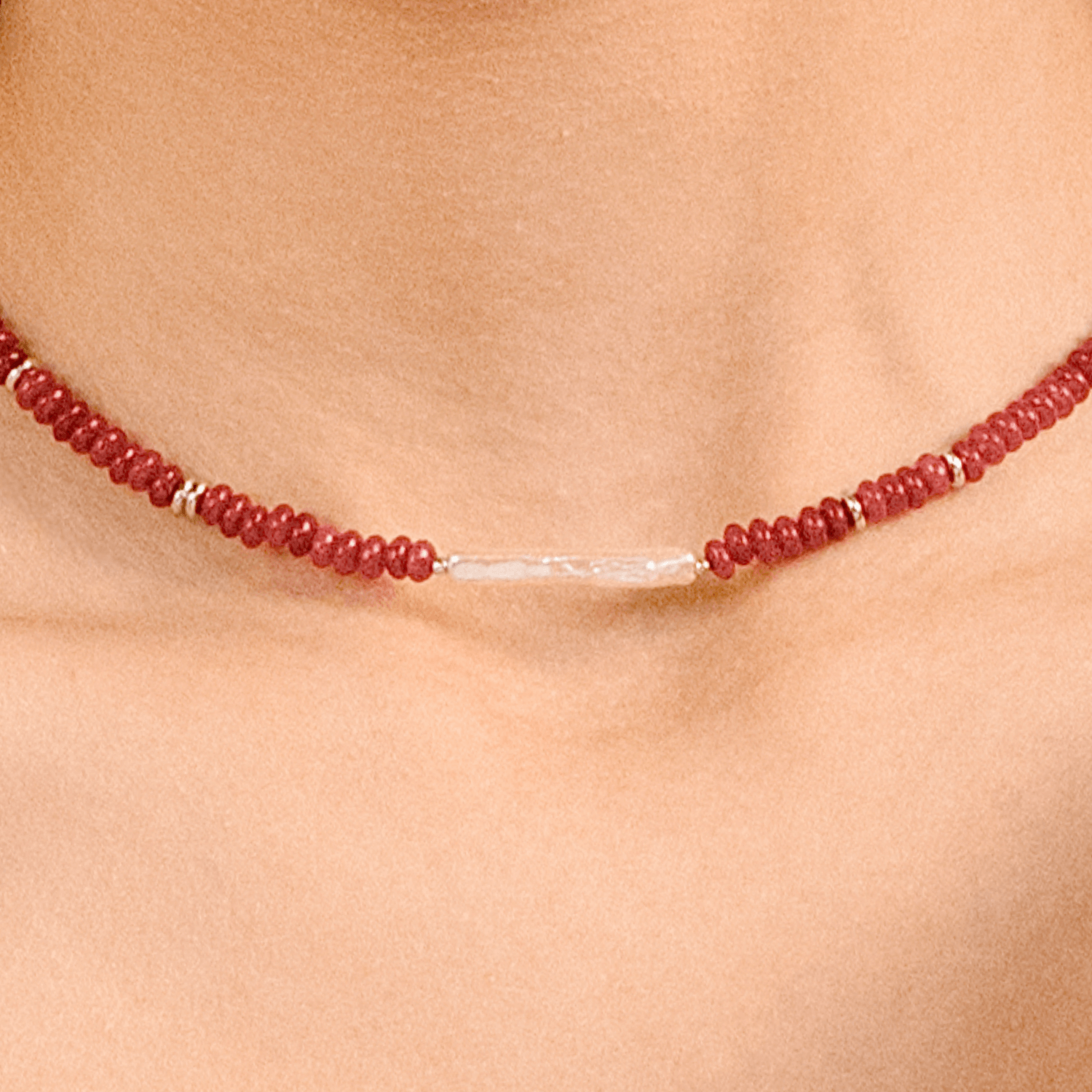 Red Rouge Beaded Necklace