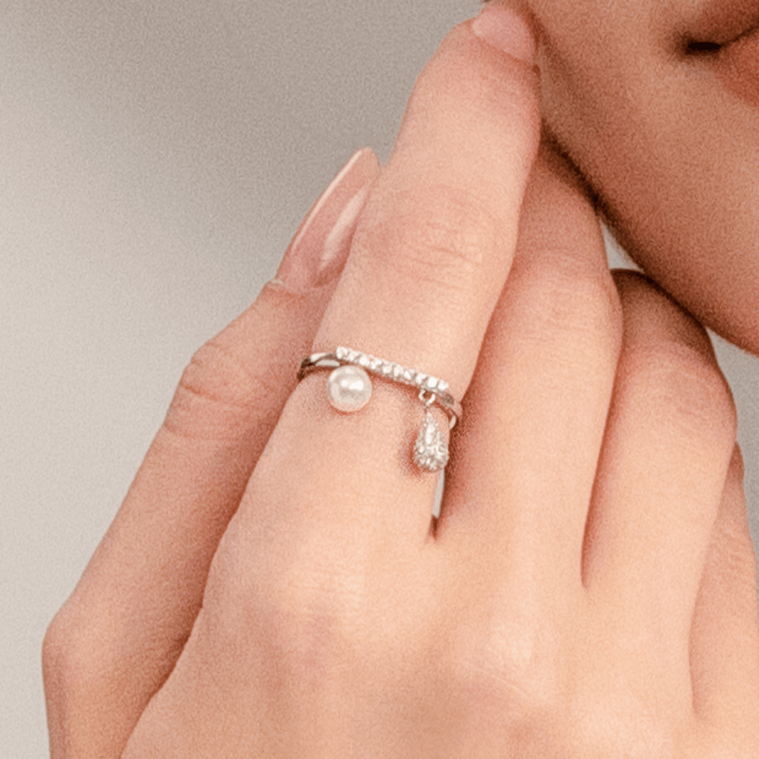 Water Drop Pave Ring