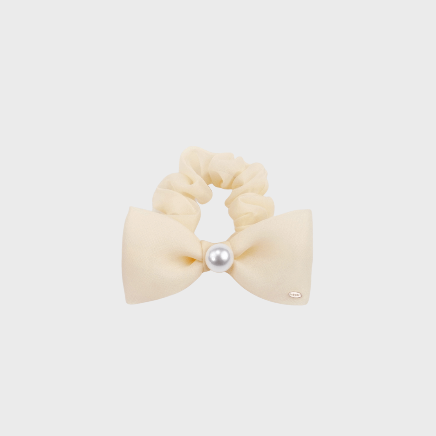 Organza Pearl Small Scrunchie (Bow & 1 Bead)