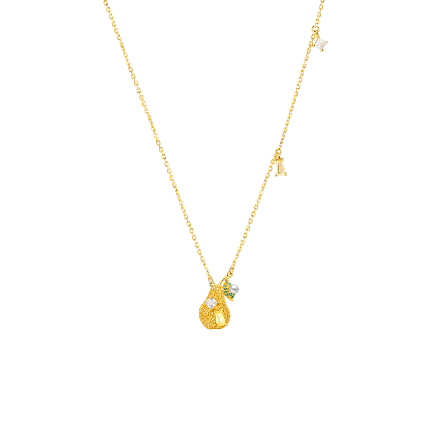 Pear With Rock Sugar Pendant Necklace