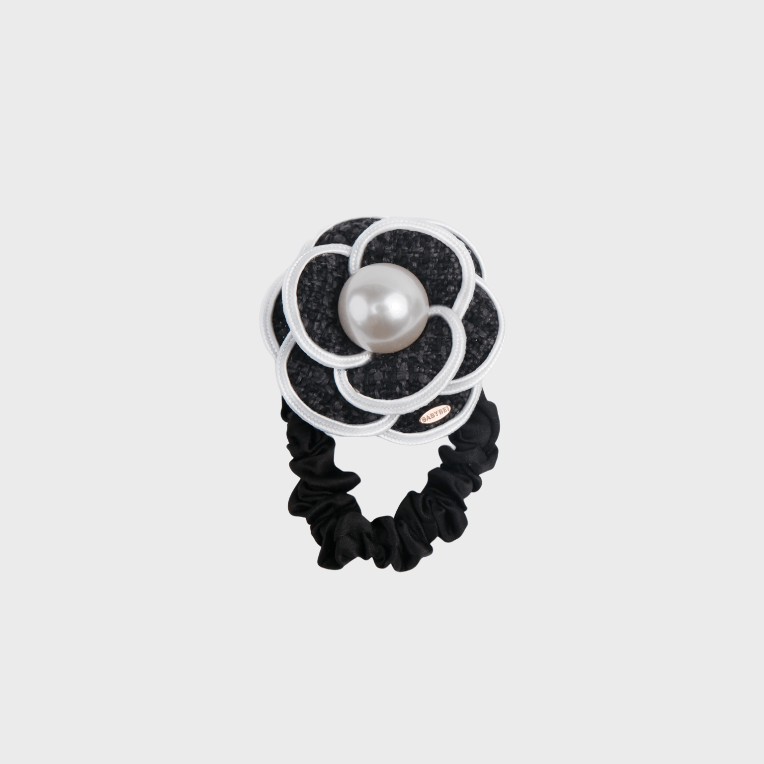 Camellia Pearl Large Hair Tie (Tweed & 1 Bead)