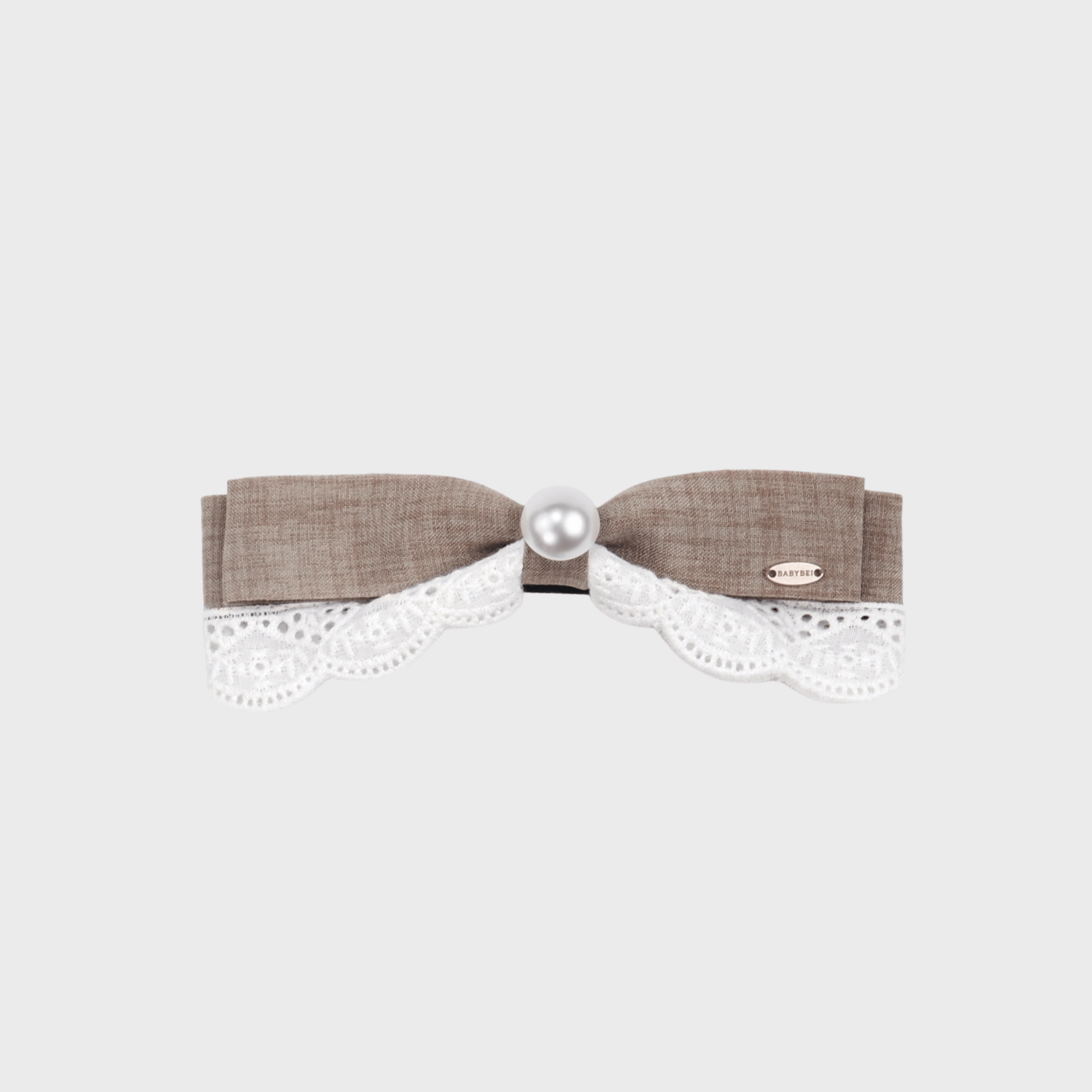 Suit Pearl Medium Hair Barrette (Lace & 1 Bead)