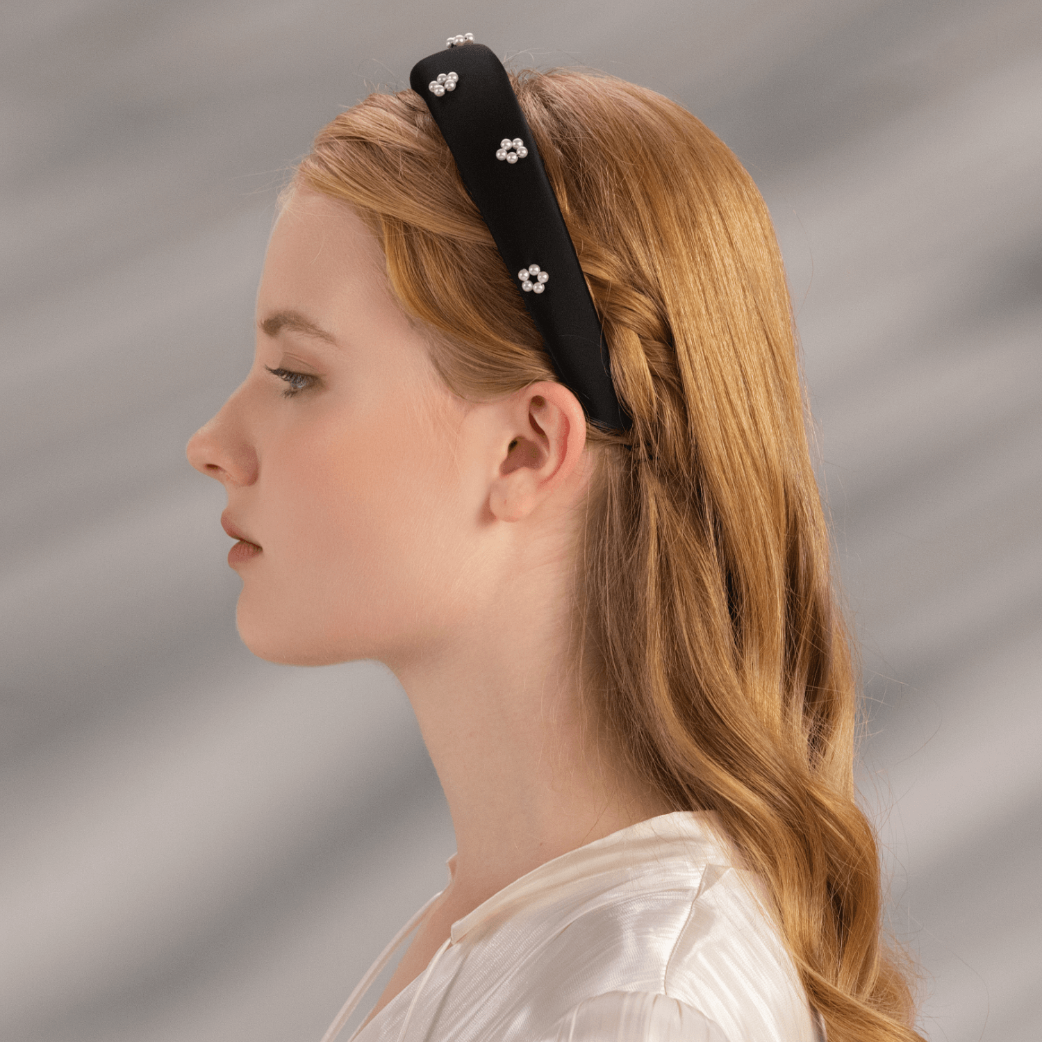 Satin Pearl Wide Headband (Floral & Scattered)