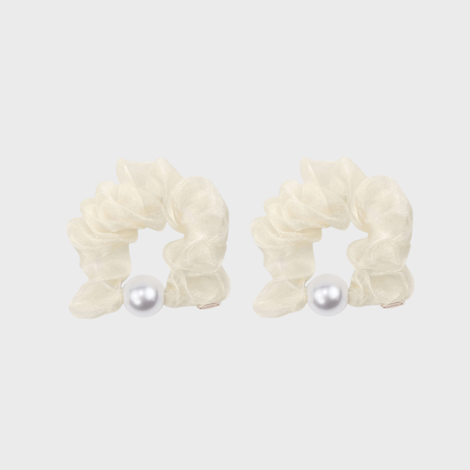 Organza Pearl Small Scrunchies (Pleated & 1 Bead)