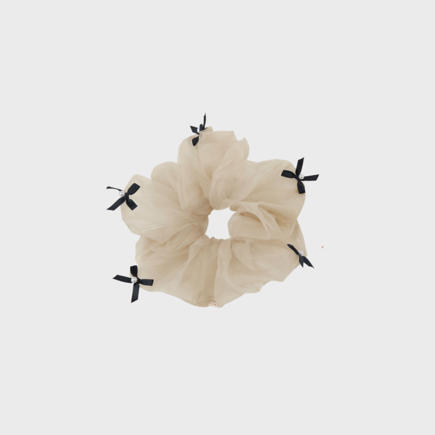 Organza Pearl Extra Large Scrunchie (5 Bows & 5 Beads)