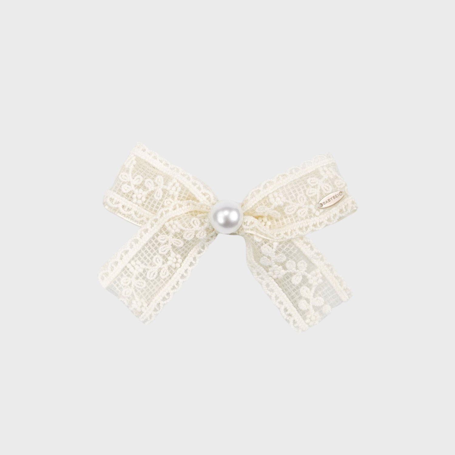 Embroidered Pearl Large Hair Clip (Bow & 1 Bead)