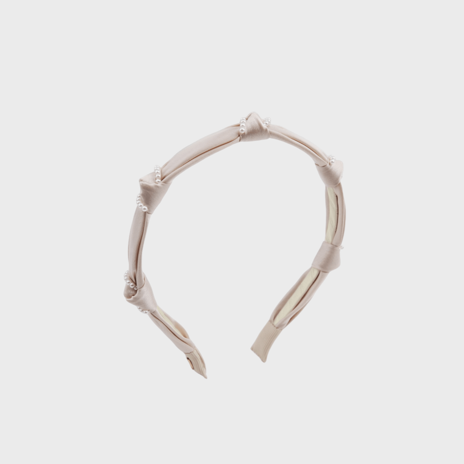 Satin Pearl Thin Headband (Knot & 2 Strands)